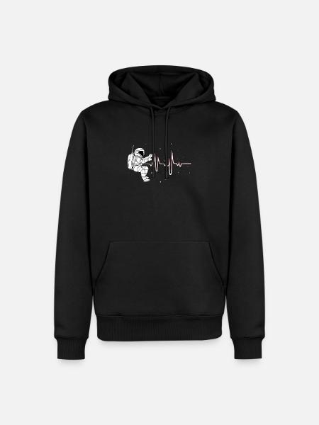 Astronaut Heartbeat EKG Space Space All - Mannen Premium Bio hoodie - zwart