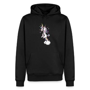 Unicorn Farts Funny Cool Gift - Men’s Premium Organic Hoodie - black - Front - Nico (187cm)