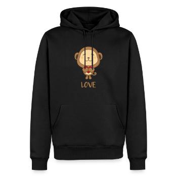 Valentinstagaffe mit Herz - Männer Premium Bio Hoodie - Schwarz - Vorne - Nico (187cm)