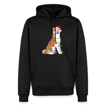 Guirlande de Noël pour chien Akita - Sweat à capuche Premium bio Homme - noir - Devant - Nico (187cm)