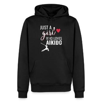Aikido fighter idée cadeau femme fille chemise - Sweat à capuche Premium bio Homme - noir - Devant - Nico (187cm)
