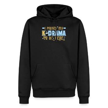 J'ai suspendu mon drame K pour être ici - Sweat à capuche Premium bio Homme - noir - Devant - Nico (187cm)