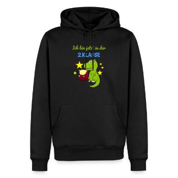 Ich Bin Jetzt In Der 2.Klasse Zweitklässler Dino - Männer Premium Bio Hoodie - Schwarz - Vorne - Nico (187cm)
