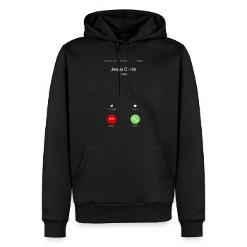 Jésus-Christ appelle l'Église chrétienne - Sweat à capuche Premium bio Homme - noir - Devant - Nico (187cm)