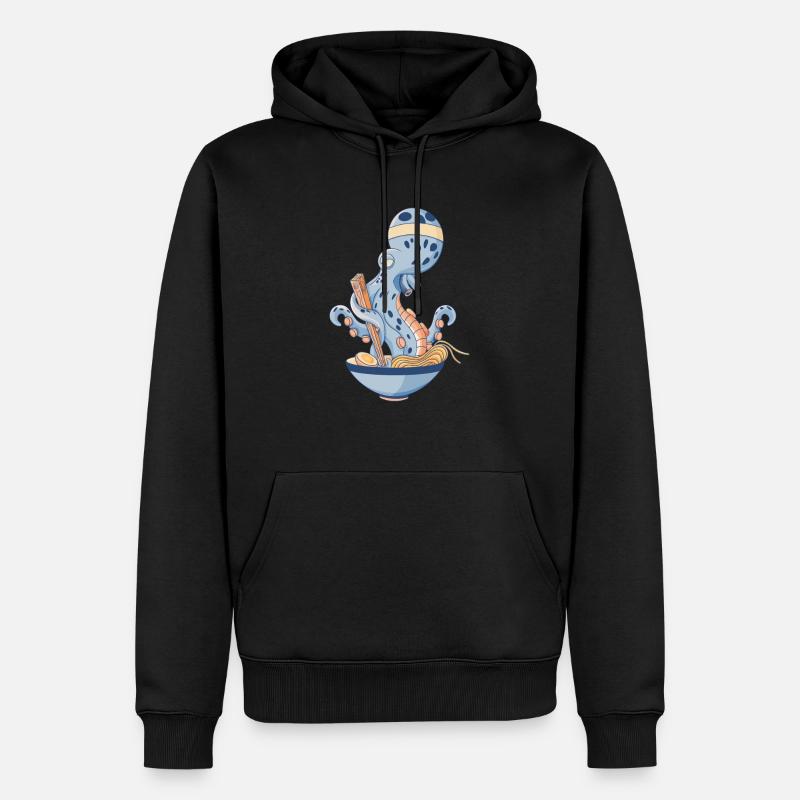 Krake, die Ramen isst - Männer Premium Bio Hoodie - Schwarz