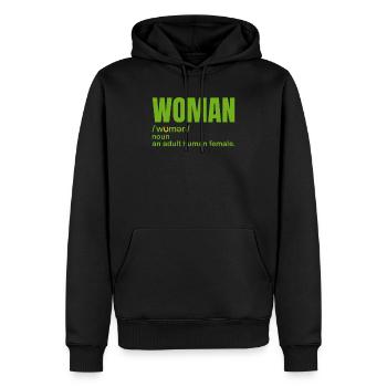 Frau Definition - Männer Premium Bio Hoodie - Schwarz - Vorne - Nico (187cm)