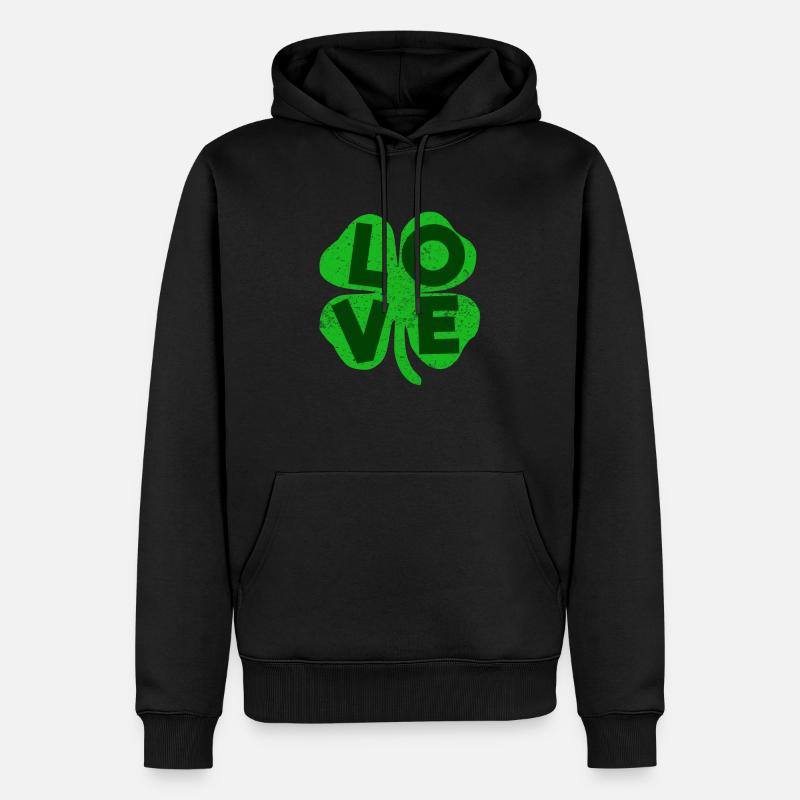 Trèfle d'amour de la Saint-Patrick - Sweat à capuche Premium bio Homme - noir