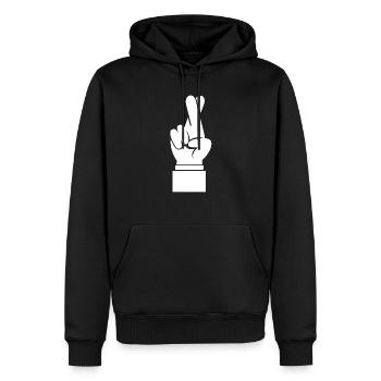 Doigts croisés - Sweat à capuche Premium bio Homme - noir - Devant - Nico (187cm)