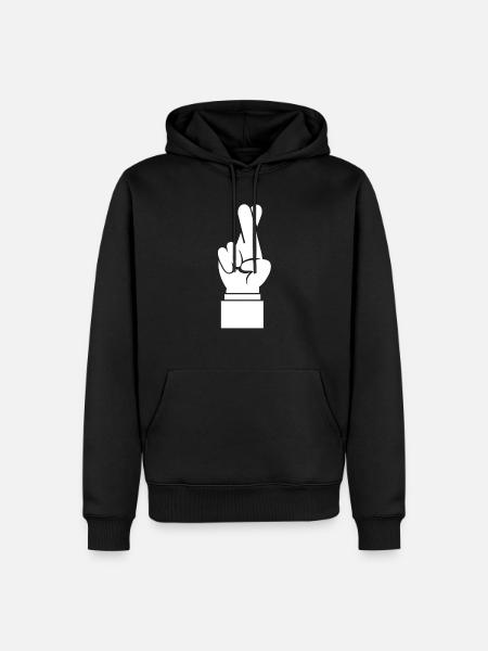 Daumen drücken - Männer Premium Bio Hoodie - Schwarz