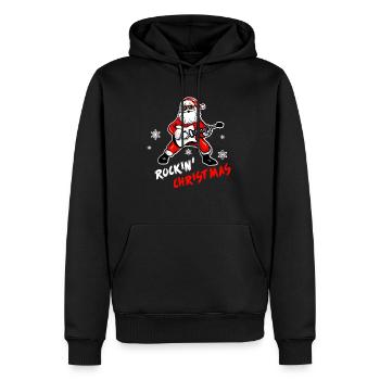 Rock'in Christmas Guitar PlayerSanta Xmas Holiday - Men’s Premium Organic Hoodie - black - Front - Nico (187cm)