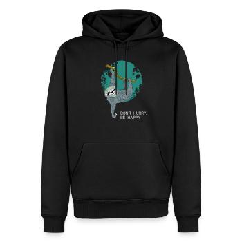 paresseux lent lent paresseux adolescent dormir fatigué - Sweat à capuche Premium bio Homme - noir - Devant - Nico (187cm)