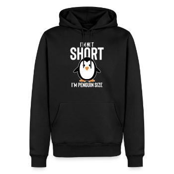 Im pas court Im taille du pingouin - Sweat à capuche Premium bio Homme - noir - Devant - Nico (187cm)