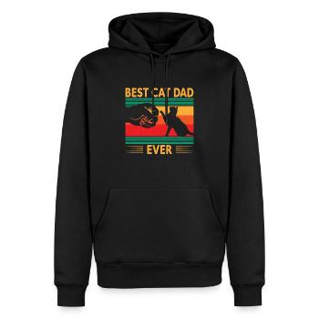 Meilleur papa de chat jamais - Sweat à capuche Premium bio Homme - noir - Devant - Nico (187cm)