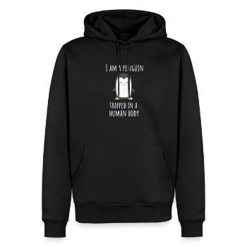 Je suis un pingouin, pris au piège dans un corps humain - Sweat à capuche Premium bio Homme - noir - Devant - Nico (187cm)
