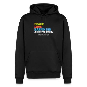 Peace Love Happiness Anesthesia - Men’s Premium Organic Hoodie - black - Front - Nico (187cm)