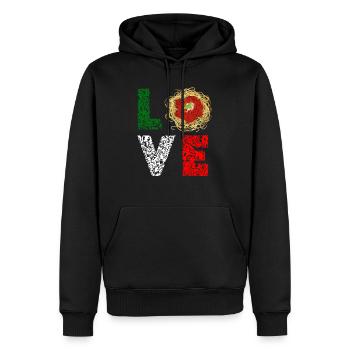 Italian Spaghetti Bolognese Parmesan Pasta Nu - Men’s Premium Organic Hoodie - black - Front - Nico (187cm)