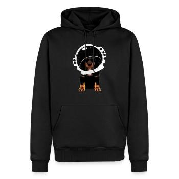 Chien - astronaute cosmonaute astronaute teckel - Sweat à capuche Premium bio Homme - noir - Devant - Nico (187cm)