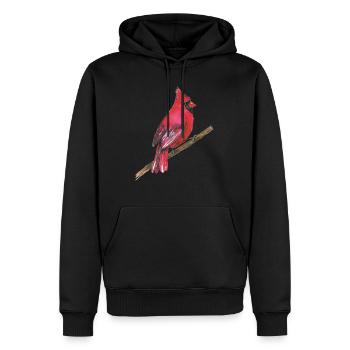 Cardinal rouge - Sweat à capuche Premium bio Homme - noir - Devant - Nico (187cm)