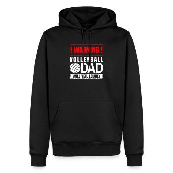 Warning Volleyball Dad Will Yell Loudly - Männer Premium Bio Hoodie - Schwarz - Vorne - Nico (187cm)