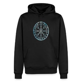 Viking Symbol Ice Norse Viking Fire Flamescolleagu - Men’s Premium Organic Hoodie - black - Front - Nico (187cm)