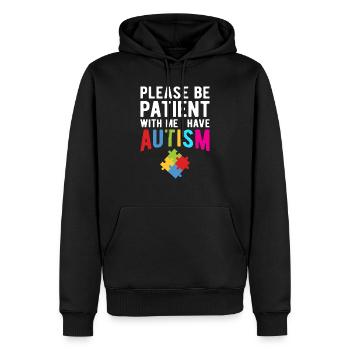 Please Be Patient With Me I Have Autism - Men’s Premium Organic Hoodie - black - Front - Nico (187cm)