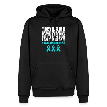 PTBS-Bewusstsein - Männer Premium Bio Hoodie - Schwarz - Vorne - Nico (187cm)