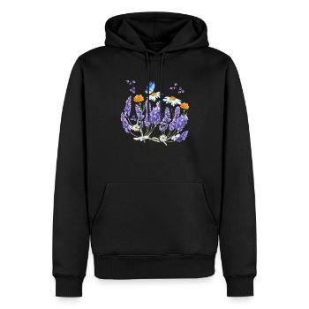 Lavender Wildflower Butterfly Daisy Flower Botanic - Männer Premium Bio Hoodie - Schwarz - Vorne - Nico (187cm)