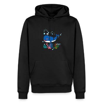 Tshirt| Les femmes| Les hommes| Baleine| De l’eau| Vacances| - Sweat à capuche Premium bio Homme - noir - Devant - Nico (187cm)
