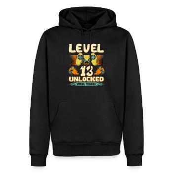 Official Teenager 13 Birthday Level 13 Unlocked Ga - Sweat à capuche Premium bio Homme - noir - Devant - Nico (187cm)