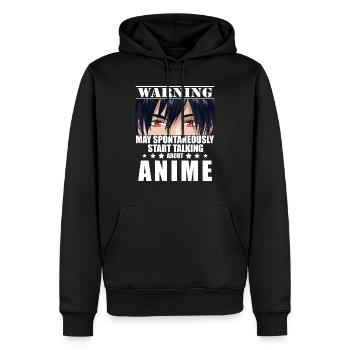 Warning May Start Talking About Anime, Funny Anime - Men’s Premium Organic Hoodie - black - Front - Nico (187cm)