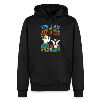 Ja ich bin autistisch - Männer Premium Bio Hoodie - Schwarz - Vorne - Nico (187cm)