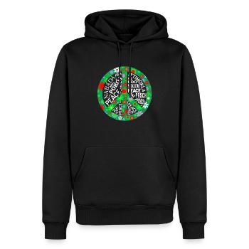 Weltweiter Frieden - Männer Premium Bio Hoodie - Schwarz - Vorne - Nico (187cm)