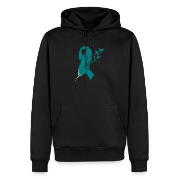 Ovarian Cancer Awareness-Teal Ribbon - Männer Premium Bio Hoodie - Schwarz - Vorne - Nico (187cm)