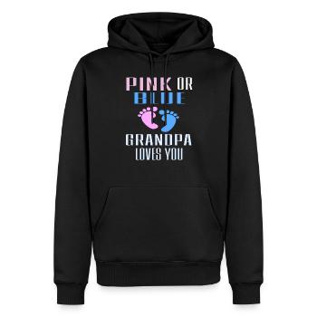 Pink Or Blue Grandpa Loves You Gift Outfit , Gende - Men’s Premium Organic Hoodie - black - Front - Nico (187cm)