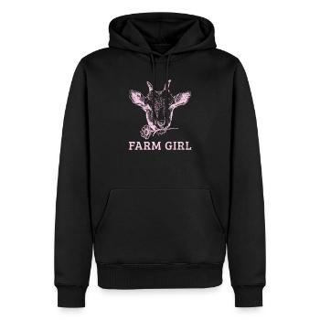 FARMGIRL Bauernhof Bauer Bäuerin Mädchen - Männer Premium Bio Hoodie - Schwarz - Vorne - Nico (187cm)
