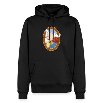 Superheld Design Glatze / tolle Geschenkidee - Männer Premium Bio Hoodie - Schwarz - Vorne - Nico (187cm)