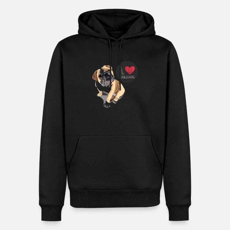 j'aime le bouledogue - Sweat à capuche Premium bio Homme - noir