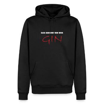 das bekommen wir gin - Männer Premium Bio Hoodie - Schwarz - Vorne - Nico (187cm)