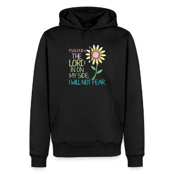 Bible - Psalm 118:6 Verse Flower - Church - Männer Premium Bio Hoodie - Schwarz - Vorne - Nico (187cm)