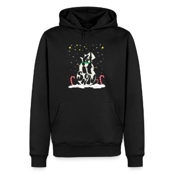 Laisse la neige | Noël | Canne en bonbon mignon bonhomme de neige - Sweat à capuche Premium bio Homme - noir - Devant - Nico (187cm)
