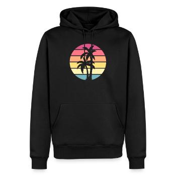 Palm Tree Distressed Beach Design - Männer Premium Bio Hoodie - Schwarz - Vorne - Nico (187cm)