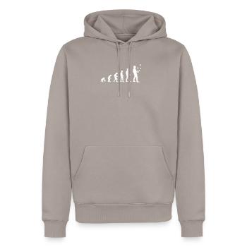 Evolution juggling juggler juggling clown balls - Men’s Premium Organic Hoodie - taupe - Front - Nico (187cm)