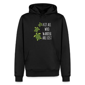 Turtle-Not All Who Wander Are Lost - Men’s Premium Organic Hoodie - black - Front - Nico (187cm)