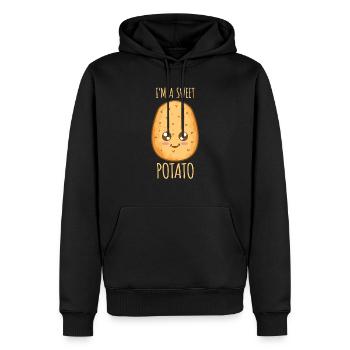 Légumes - Je suis une patate douce mignonne - Ferme - Sweat à capuche Premium bio Homme - noir - Devant - Nico (187cm)