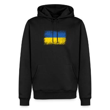 Ukraine Drapeau vintage drapeau armoiries - Sweat à capuche Premium bio Homme - noir - Devant - Nico (187cm)