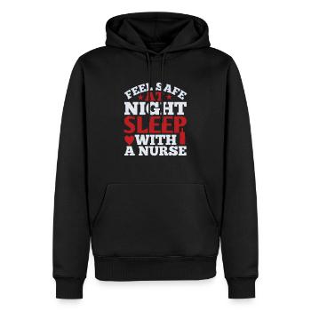 sentez-vous en sécurité la nuit dormir avec une infirmière 01 copie pngA - Sweat à capuche Premium bio Homme - noir - Devant - Nico (187cm)