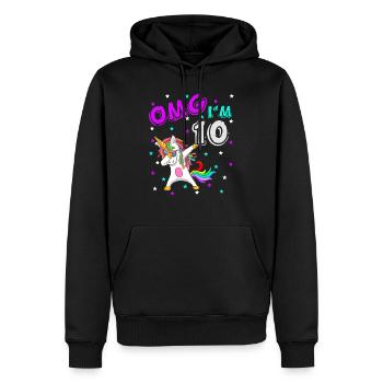 10 ans fille licorne licorne anniversaire idée - Sweat à capuche Premium bio Homme - noir - Devant - Nico (187cm)