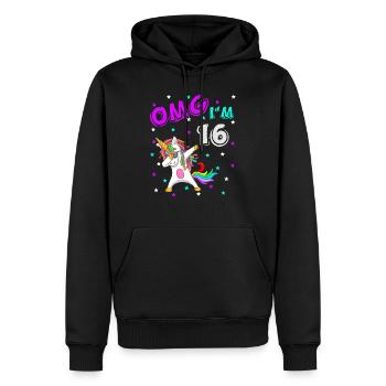 OMG I'm 16 Lustige Einhorn Unicorn Geburtstagsidee - Männer Premium Bio Hoodie - Schwarz - Vorne - Nico (187cm)
