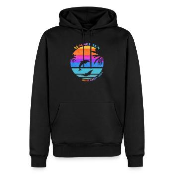 Cadeau vintage rétro de dauphins de palmier de soleil d'été - Sweat à capuche Premium bio Homme - noir - Devant - Nico (187cm)