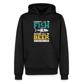 Alle Fische gefangen | Angler & Fischer Party - Männer Premium Bio Hoodie - Schwarz - Vorne - Nico (187cm)